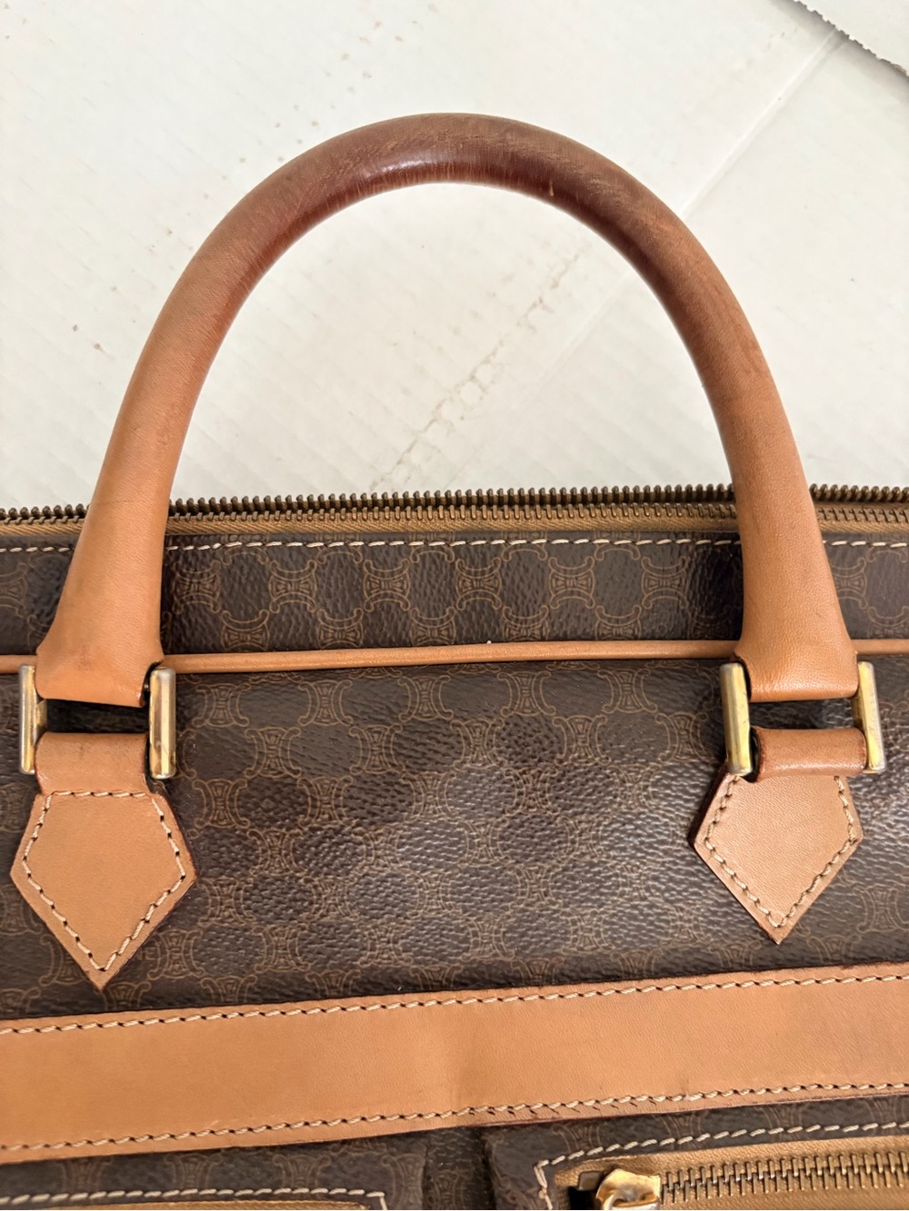 Celine Brown Patterned Leather Briefcase/laptop bag - Picture 15 of 16